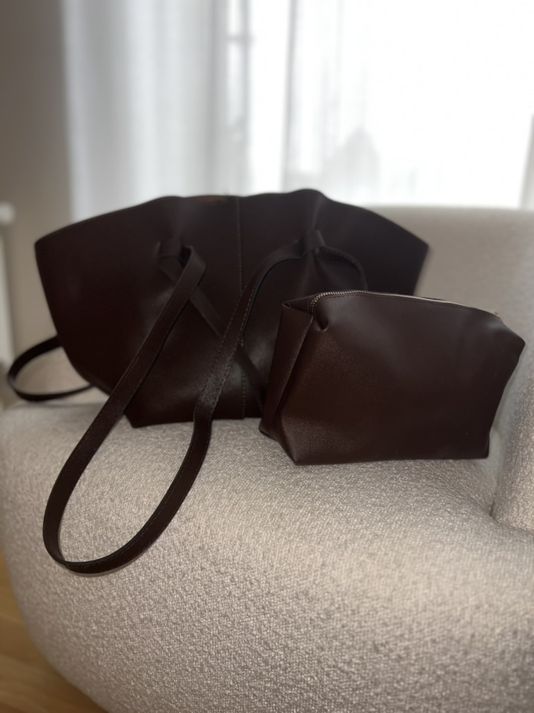 Brun læderlook taske 2i1 - Billede 2